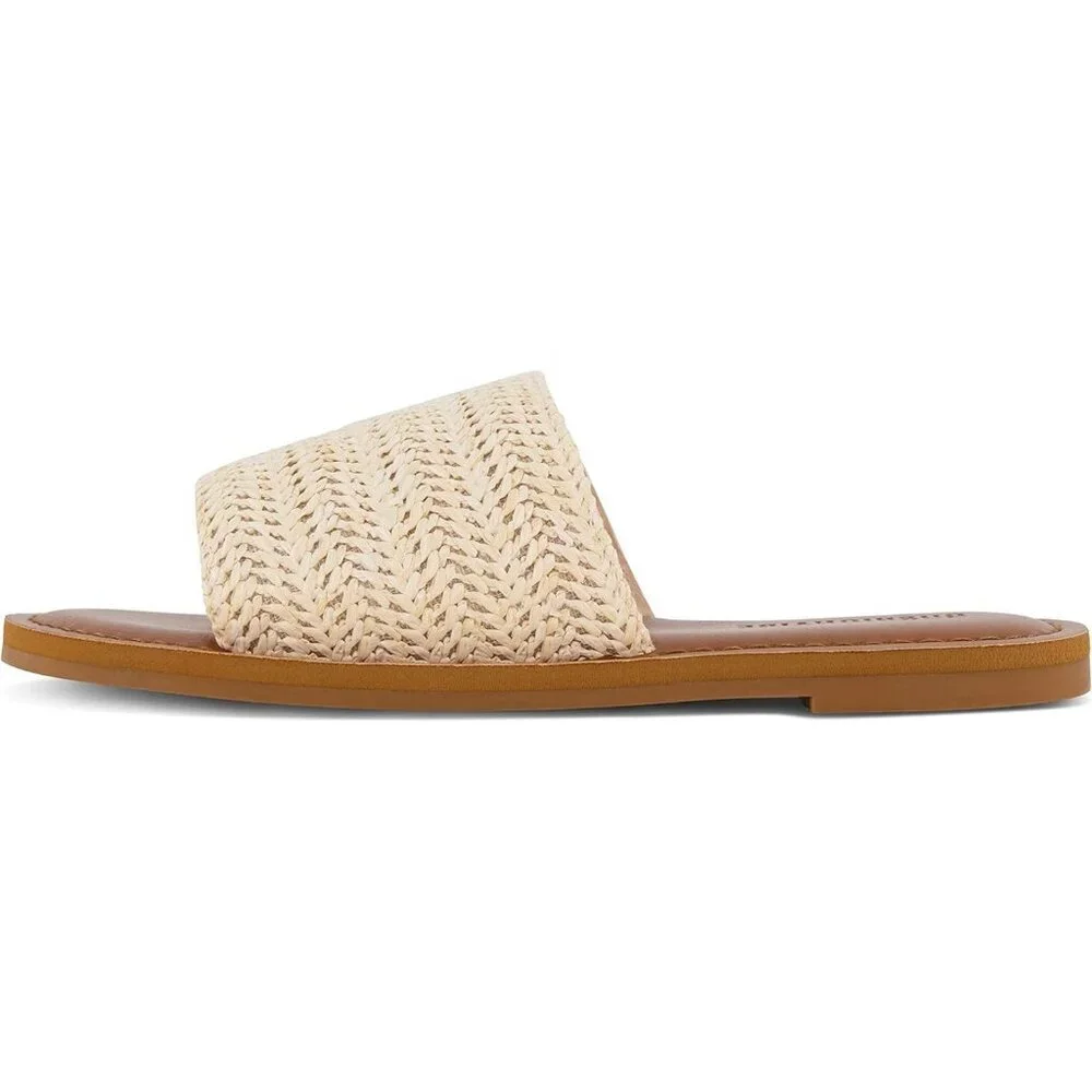 Women's Cream Carly Slide Sandal Vegan Leather Memory Foam Insole Shoes